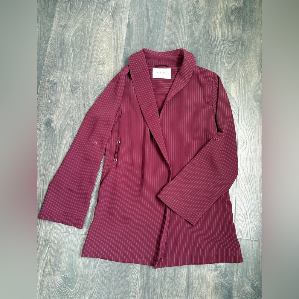 Babaton Burgundy Striped Blazer